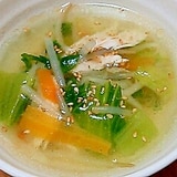 ヘルシー☆ササミともやしとチンゲン菜のスープ